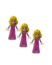 Lot of 3 LEGO Minifigure Mini Figure Disney Princess Aurora Hot Pink NEW