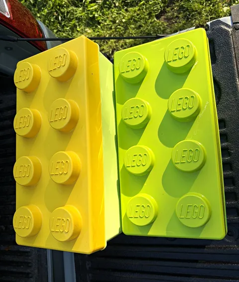 LEGO 8-Stud Stackable Storage Brick Boxes w/ Studded Lids Yellow/Green