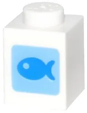 LEGO® 3005pb065 - Brick 1 x 1 with Dark Azure Fish (Animal Crossing Fish Bait)