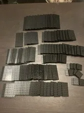 LEGO Black Plate Lot 119 Pieces 6x16 6x14 6x12 6x10 & More Used