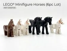 LEGO Horse Minifigure Animals 6pc Bulk Lot Brown White Black Polybag