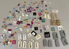 LEGO HUGE LOT of 180 Decorated Stickers Sticker Printed BRICK TILES etc (Lot 4)