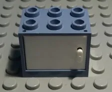 Lego Cabinet 2x3x2 Sand Blue with White Door