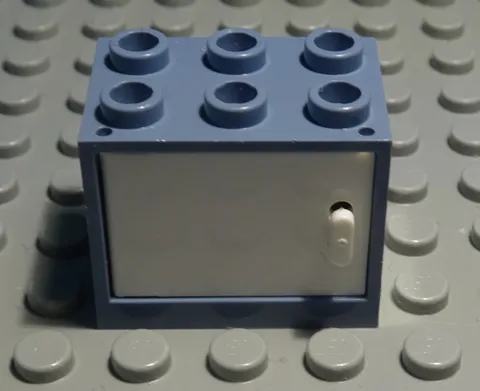 Lego Cabinet 2x3x2 Sand Blue with White Door