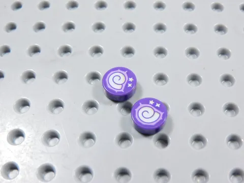 LEGO Lot of 2 Dark Purple Round 1x1 Printed Tiles Plates Minifig BI