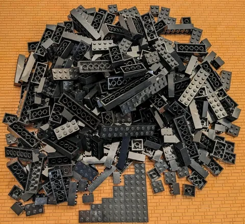 LEGO 360pcs Mix 2x2 2x3 2x4 2x6 2x8 2x10 Bricks Bulk Lot Cleaned Black City