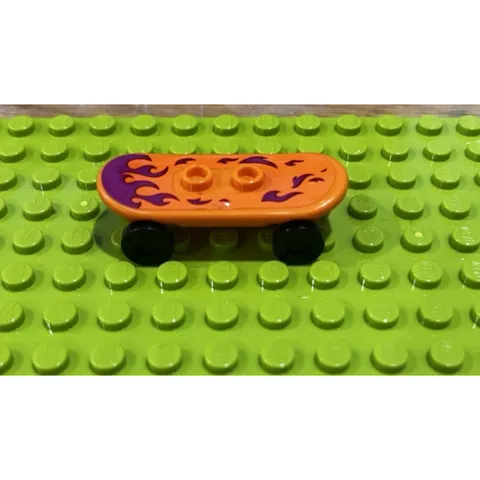 1x Lego Figures Accessories Skateboard Orange Sticker Flames Wheels 42511c01pb21