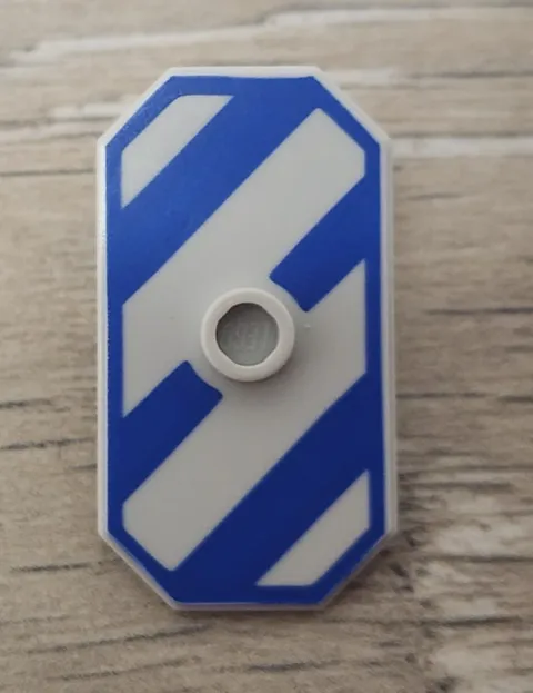 Lego 48494pb06 Shield Octagonal Long with Stud with Royal Blue Diagonal Stripes