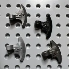 LEGO 53454 Weapon Axe Head W/Clip Pearl Dark Gray Flat Silver Black Speckles 4pc