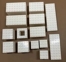 Lego White BASEPLATES ONLY 68pc 4x12 4x10 4x8 4x6 4x4 3x3 4x4-Cut Out Center