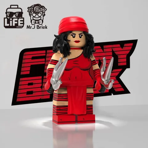 CUSTOM LEGO ELEKTRA MINIFIGURE LIFEBRICK FUNNYBRICK MARVEL COMICS DAREDEVIL