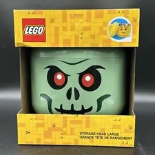 Lego LARGE Green Skeleton Zombie Storage Head Container NEW Halloween Decor
