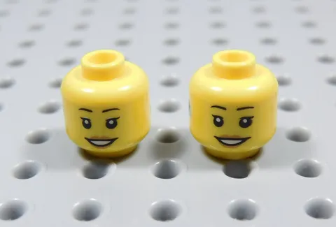 LEGO Lot of 2 Yellow Female Girl Printed Head Minifig Blue Hearing Aid BT