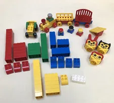 Vintage LEGO DUPLO Building Blocks Mix Lot Tractor, Train, People & Animals