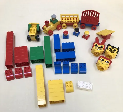Vintage LEGO DUPLO Building Blocks Mix Lot Tractor, Train, People & Animals