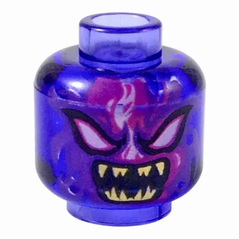 LEGO Minifigure, Head Alien with White Eyes, Dark Purple and Magenta Flames