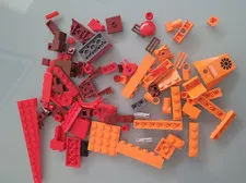 LEGOS SET OF 80 RED & ORANGE FIRE COLORS SMALL PARTS BRICKS PIECES!