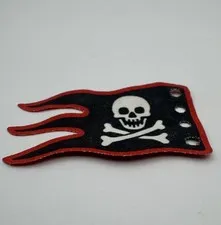1996 LEGO Pirates White Skull and Crossbones Cloth Flag Red Border Vintage