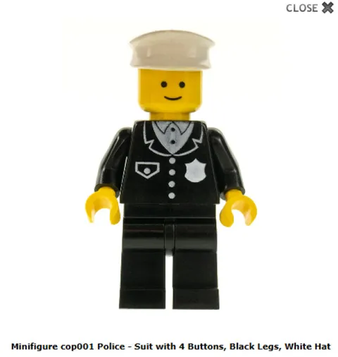 LEGO Town/Classic Town (cop001) Police Minifigure [#6540] 1979-1991