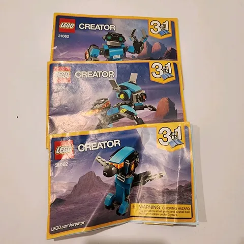 LEGO Creator 31062 Robo Explorer 3-in-1 Instruction Manuals Booklets Only Set 3