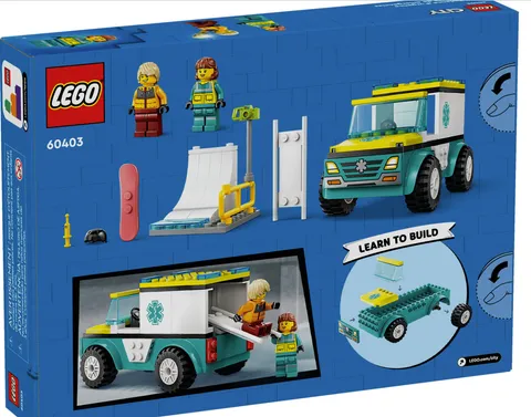 New Lego City Emergency Ambulance & Snowboarder 60403