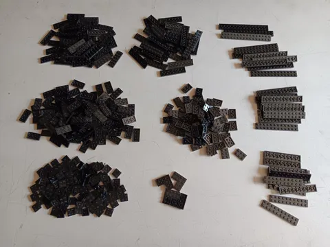 LEGO BULK LOT OF 412 BLACK FLAT PLATES 2X2 2X3 2X4 2X6 2X8 2X10 2X12 2X14 2X16