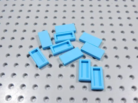 LEGO Lot of 10 Medium Azure 1x2 Smooth Tiles Plates BE