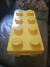 LEGO Storage Brick Case 8 Stud Large Yellow Container Plastic Bin Box EMPTY 14x7
