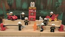 Huge Lot Duplo Lego Firefighters Fireman/woman Truck Dog Flame Hydrant Hoses