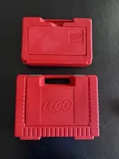Two (2) Vintage 80s Red Lego Storage Box Carrying Cases