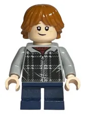 LEGO Harry Potter Ron Weasley Plaid Hoodie Minifigure HP154 Genuine