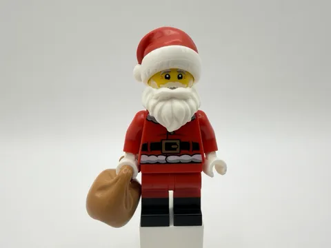 LEGO HOLIDAYS Part hol362(60475-25) - Santa w/ Molded Red Hat + Brown Sack - 1pc