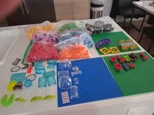 Bulk LEGO LOT 7+ pound box of bricks, parts, pieces, tires accessories