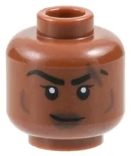 Lego NEW Female MINIFIG HEAD Reddish Brown Cheek Lines Grin/Scowl 71047 D170