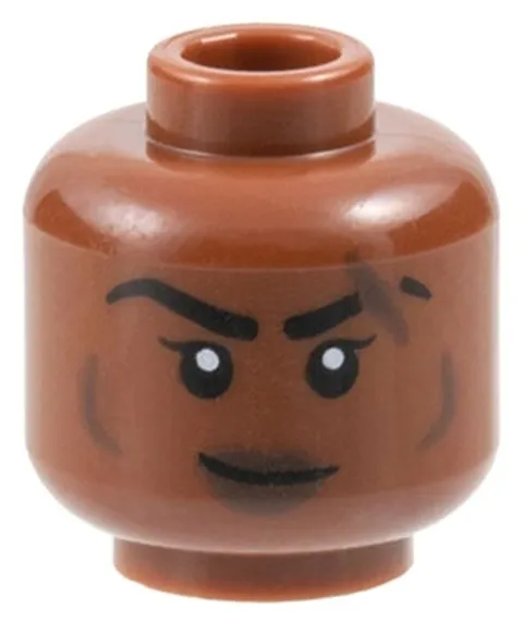 Lego NEW Female MINIFIG HEAD Reddish Brown Cheek Lines Grin/Scowl 71047 D170