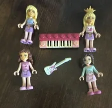 LEGO Friends Girls Minifigures Lot of 4 With Musical Accessories
