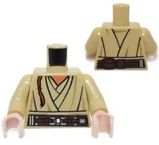 LEGO Tan Minifigure Torso Obi-Wan Kenobi Padawan Braid 75092 75058 9499 6006062