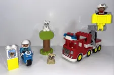 Lego Duplo 10969 Fire Truck 10967 Motorcycle Bundle - Figures Animals Incomplete