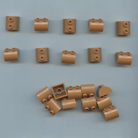LEGO x 20 Medium Nougat Slope, Curved 2 x 2 Double with 2 Hollow Studs 30165