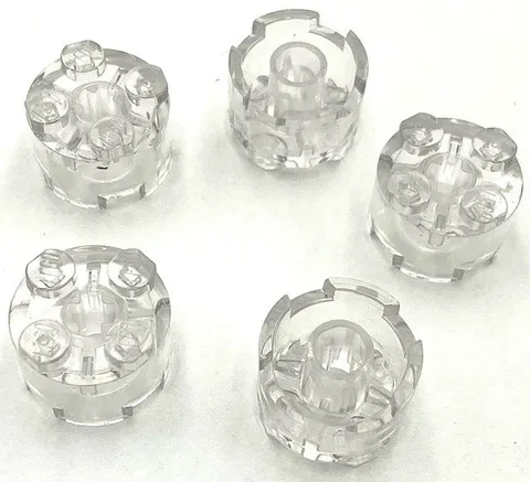 Lego 5 New Trans-clear Bricks Building Blocks Round 2 x 2 w/ Axle Holes Parts