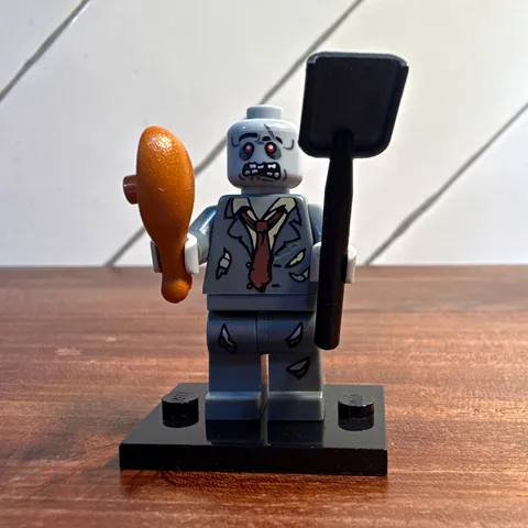 LEGO Minifigure Series 1 Zombie COL005 8683 w/ Shovel Drumstick Stand 2010