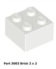 LEGO White 2x2 Brick (3003) - 100 New Pieces - Building Bricks