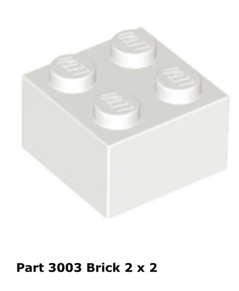 LEGO White 2x2 Brick (3003) - 100 New Pieces - Building Bricks