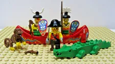 Lego Pirate, Islanders with Canoe, Gater Monkey and Parrot Minifigure Lot
