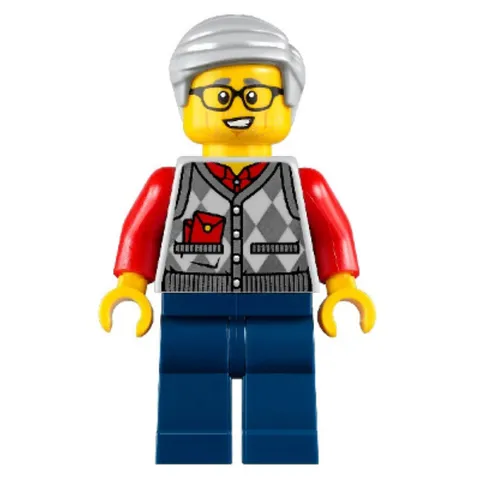 LEGO Holiday Minifigure Grandfather hol221 Red Argyle Cardigan Shirt New