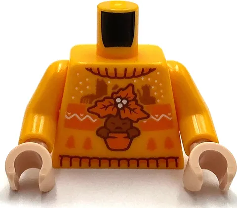 Lego New Bright Light Orange Minifigure Torso Knit Fair Isle Holiday Sweater