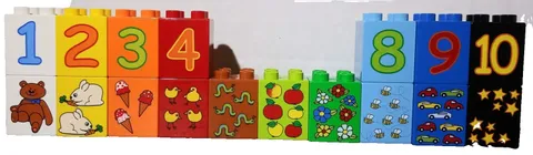 Lego Duplo Numbers & Pictures Brick Lot of 17 Bricks