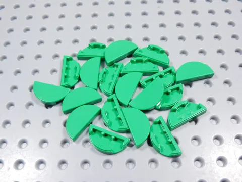 LEGO Lot of 20 Bright Green 1x2 Smooth Half Round Tiles Plates BO