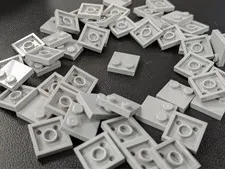 Lego 50x New Light Bluish Gray Tile, Modified 2 x 2 with Studs on Edge # 33909