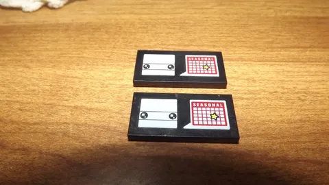 Lego Seasonal Tile, black white and red, Smooth Tile Lot of 2